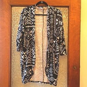 Black and white Aztec print open cardigan size large